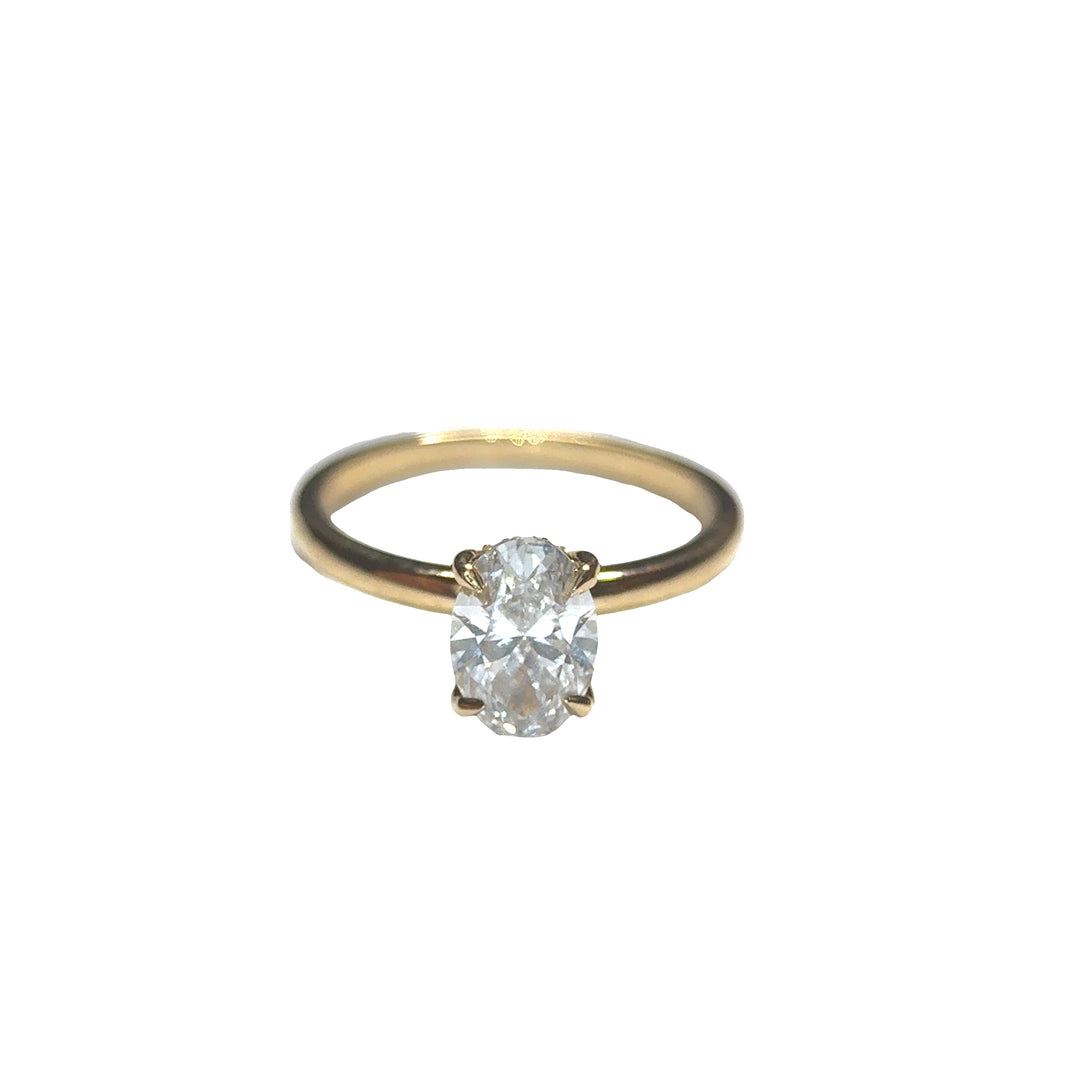 Ovale Diamanten Ring met Hidden Halo - 18K Geelgoud - 1,07 ct