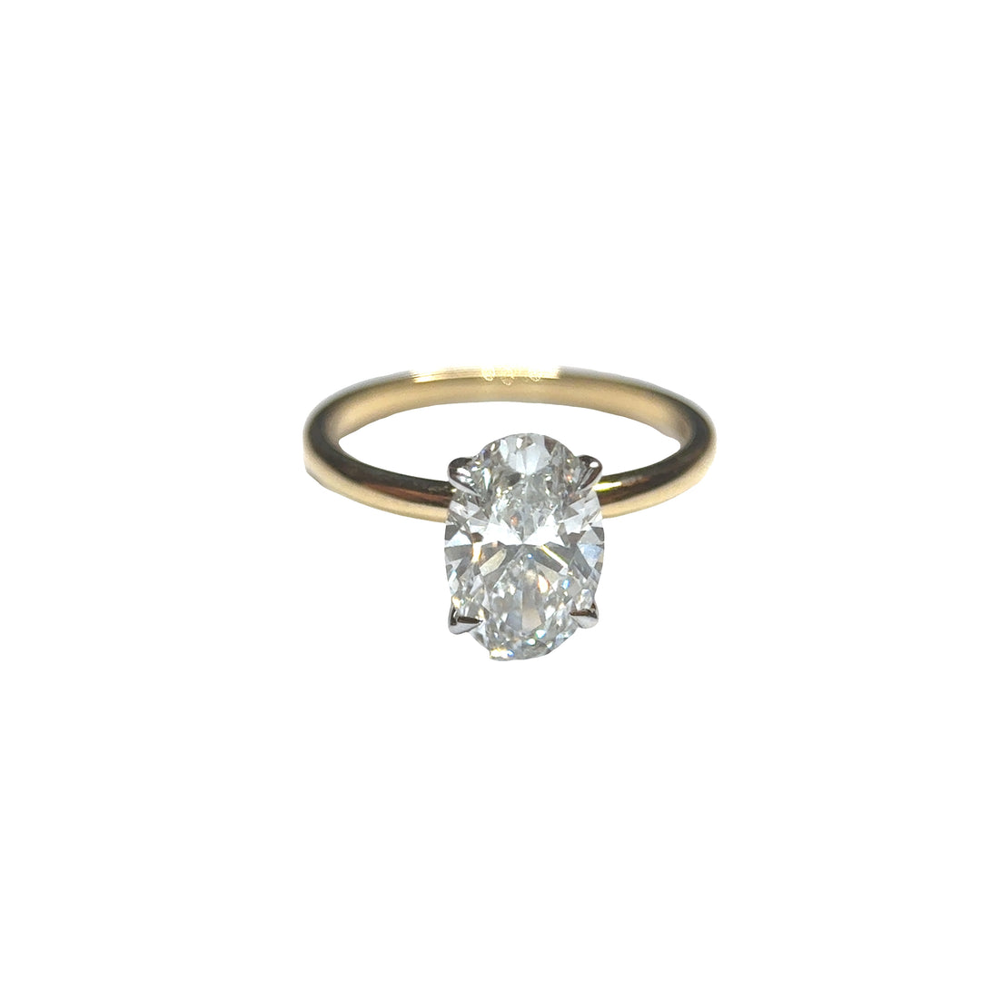 Ovale Solitair Ring met Hidden Halo - 18K Geelgoud - 2,05 ct