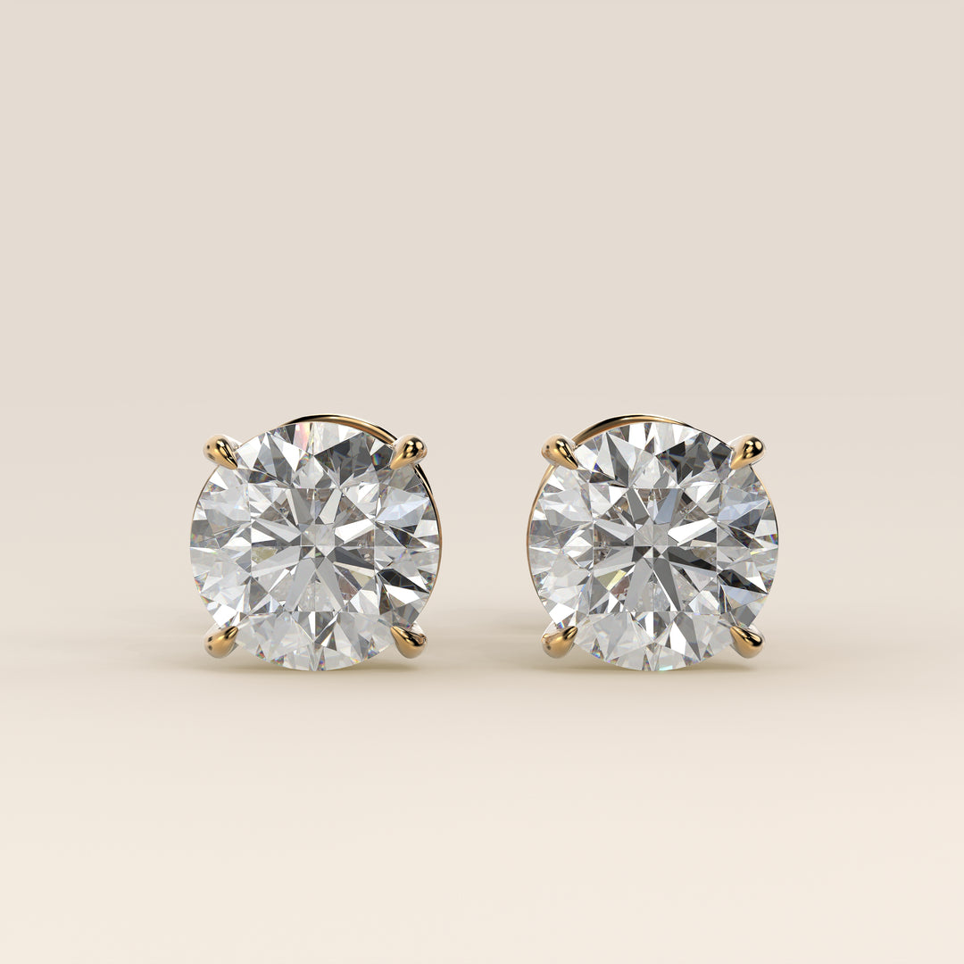 Daisy - Round Brilliant Lab Grown Diamond Stud Earrings - 18K Gold
