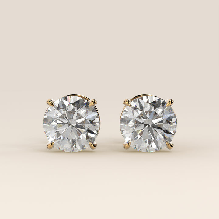Daisy - Round Brilliant Lab Grown Diamond Stud Earrings - 18K Gold