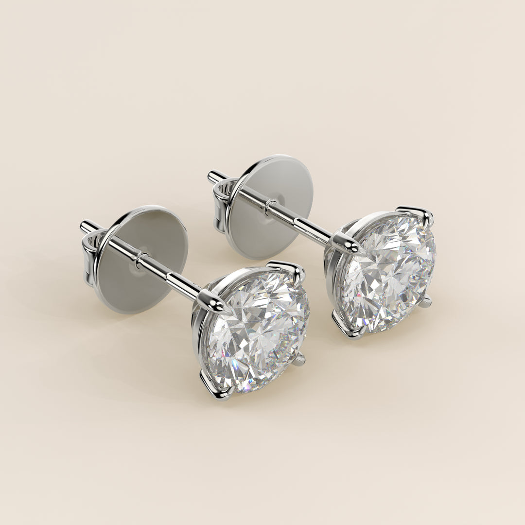 Daisy - Round Brilliant Lab Grown Diamond Stud Earrings - 18K Gold
