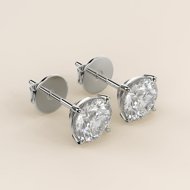 Daisy - Round Brilliant Lab Grown Diamond Stud Earrings - 18K Gold