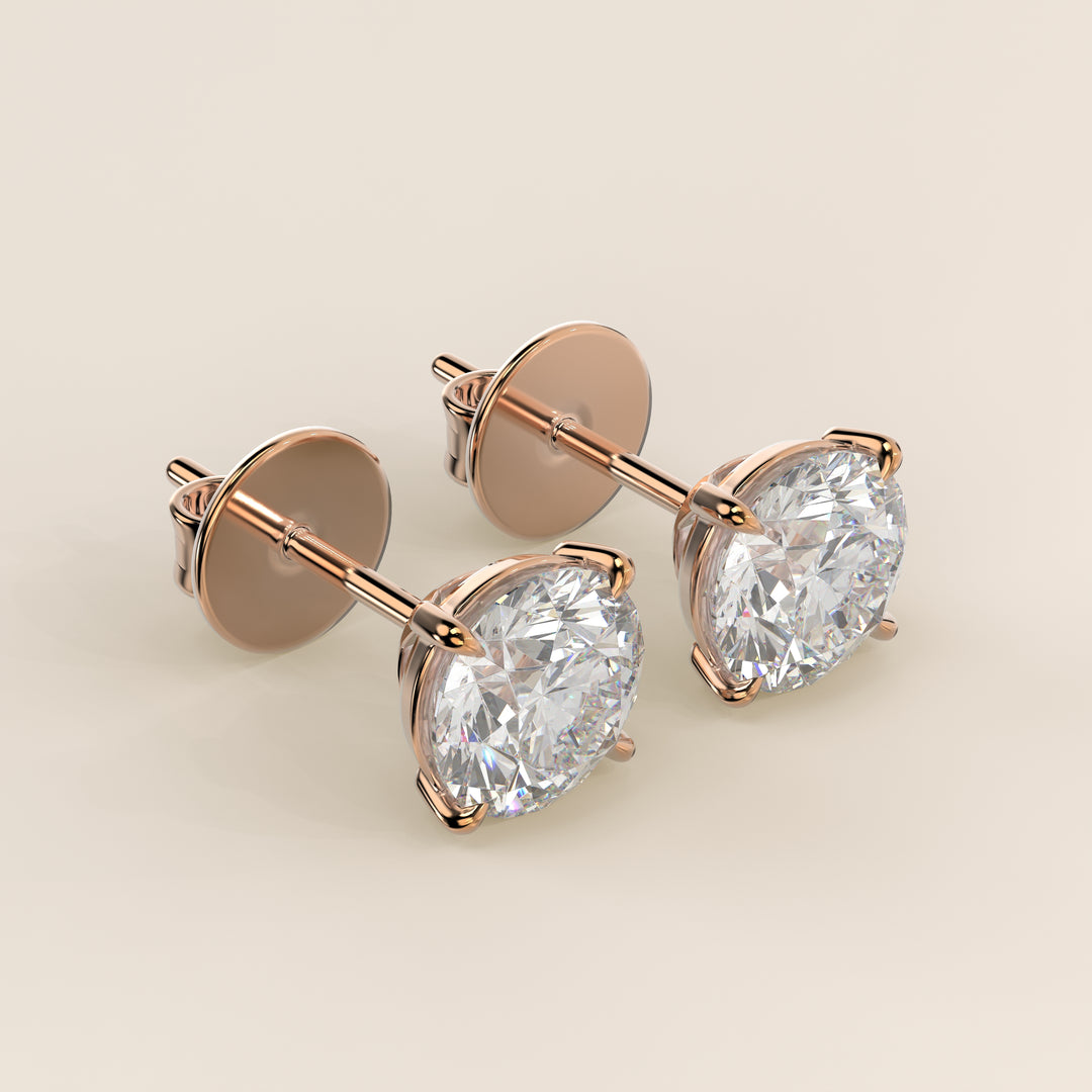 Daisy - Round Brilliant Lab Grown Diamond Stud Earrings - 18K Gold