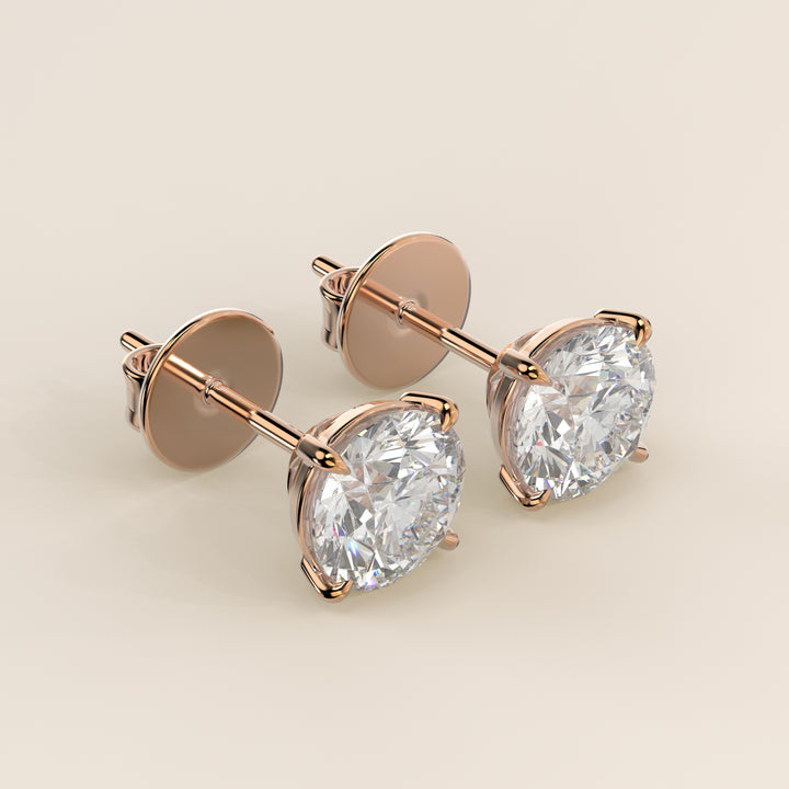 Daisy - Round Brilliant Lab Grown Diamond Stud Earrings - 18K Gold