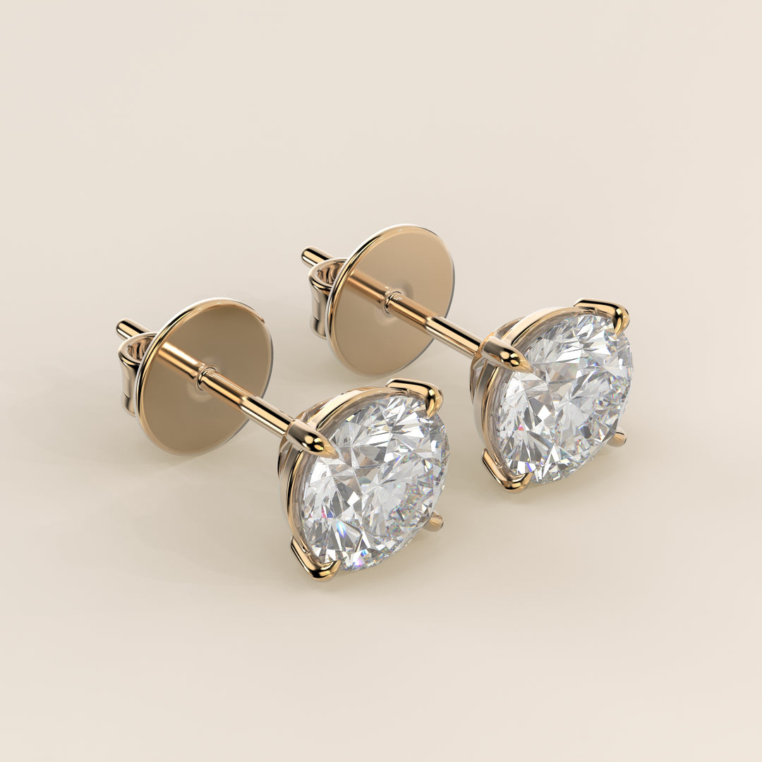 Daisy - Round Brilliant Lab Grown Diamond Stud Earrings - 18K Gold