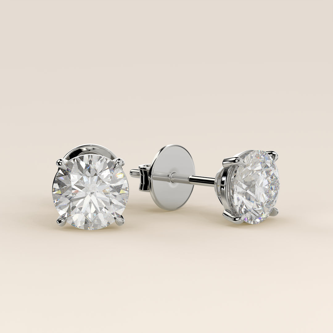 Daisy - Round Brilliant Lab Grown Diamond Stud Earrings - 18K Gold