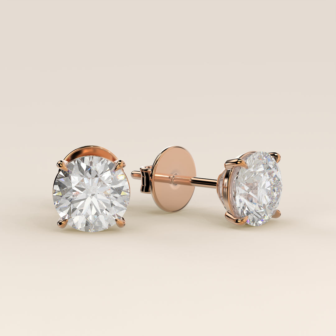 Daisy - Round Brilliant Lab Grown Diamond Stud Earrings - 18K Gold