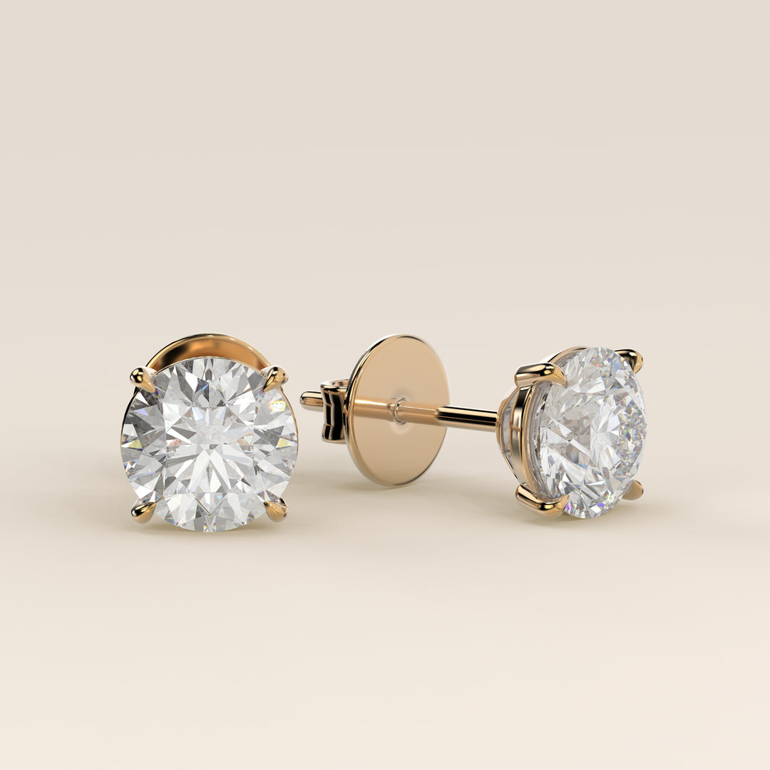 Daisy - Round Brilliant Lab Grown Diamond Stud Earrings - 18K Gold