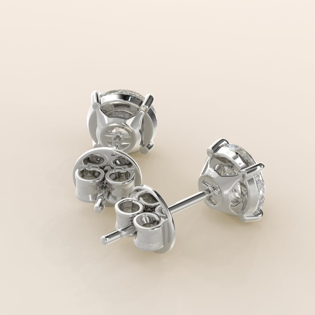Daisy - Round Brilliant Lab Grown Diamond Stud Earrings - 18K Gold