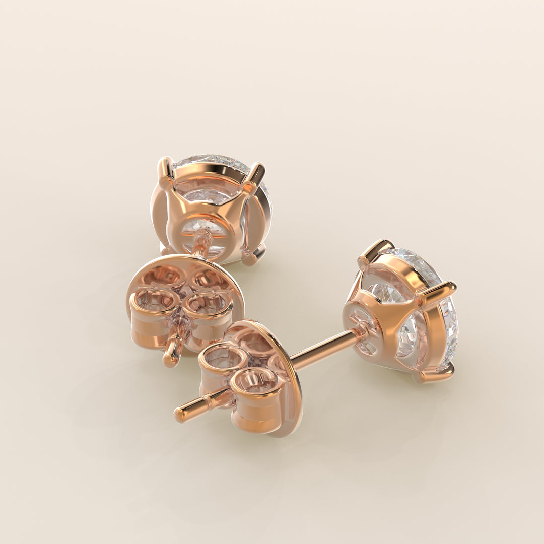 Daisy - Round Brilliant Lab Grown Diamond Stud Earrings - 18K Gold
