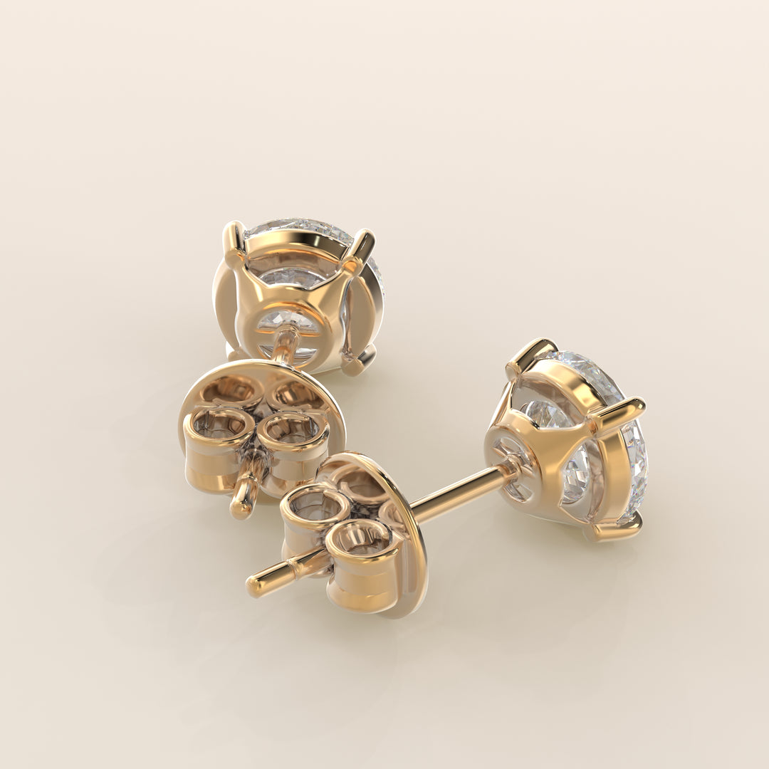 Daisy - Round Brilliant Lab Grown Diamond Stud Earrings - 18K Gold