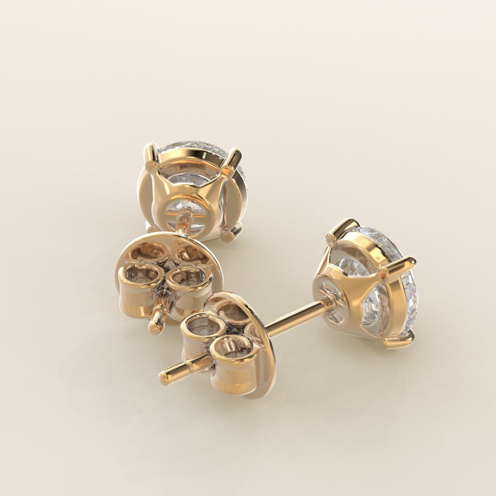 Daisy - Round Brilliant Lab Grown Diamond Stud Earrings - 18K Gold
