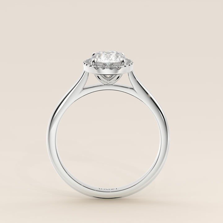 Kelsey - Oval Halo Lab Grown Diamond Ring with Cathedral and High Setting
