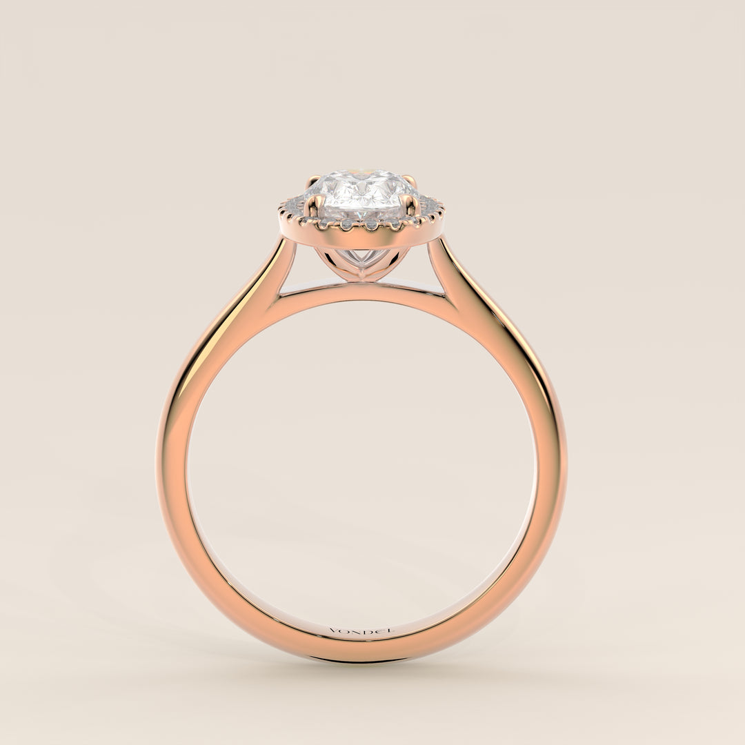 Kelsey - Oval Halo Lab Grown Diamond Ring with Cathedral and High Setting