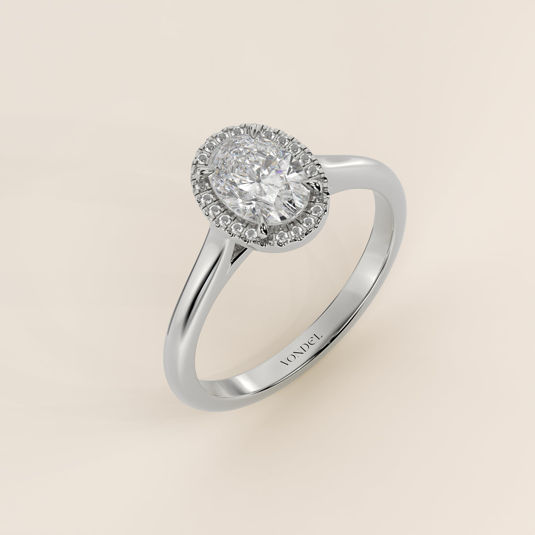 Kelsey - Oval Halo Lab Grown Diamond Ring with Cathedral and High Setting