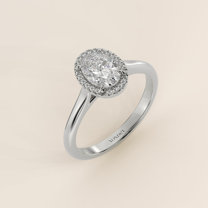 Kelsey - Oval Halo Lab Grown Diamond Ring with Cathedral and High Setting
