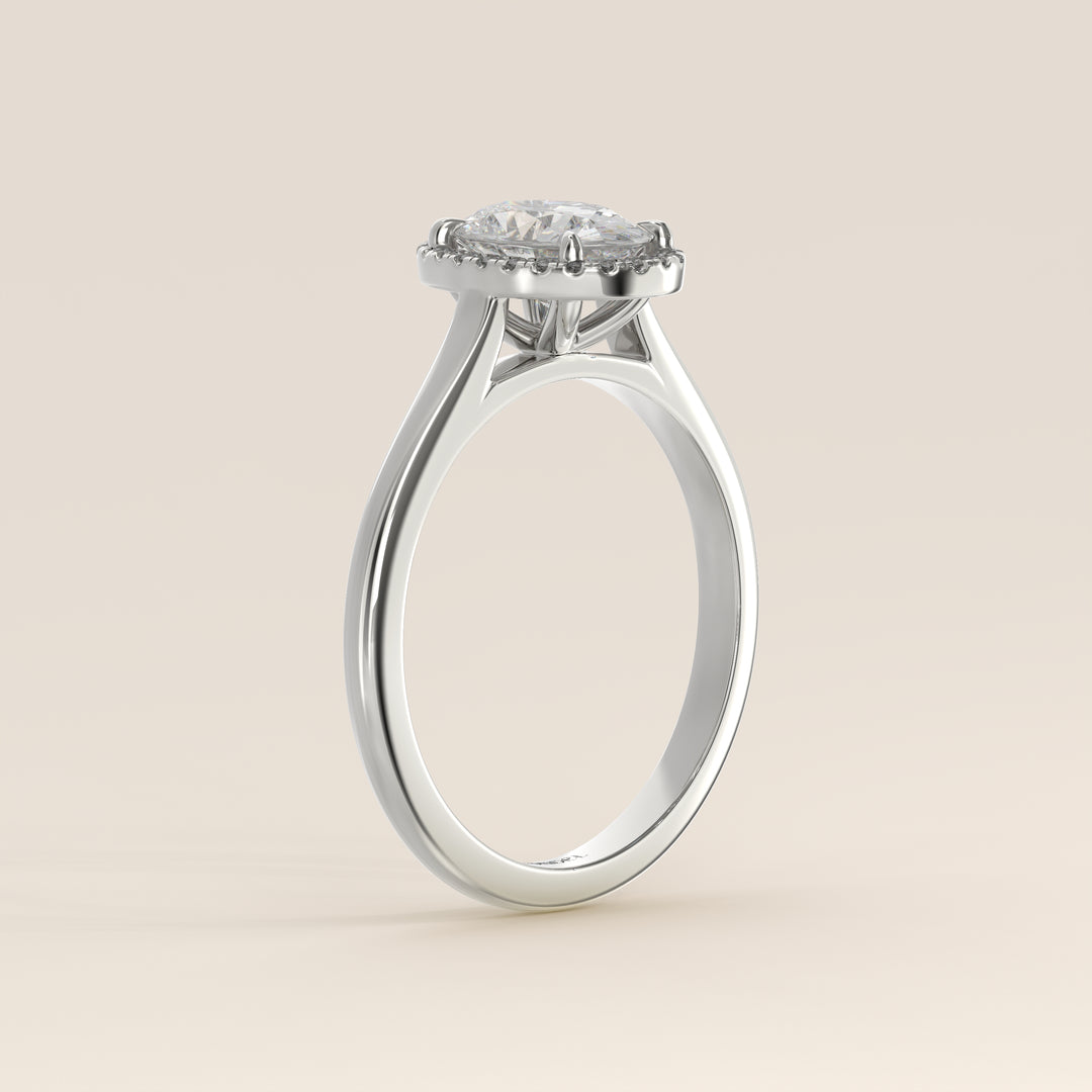 Kelsey - Oval Halo Lab Grown Diamond Ring with Cathedral and High Setting