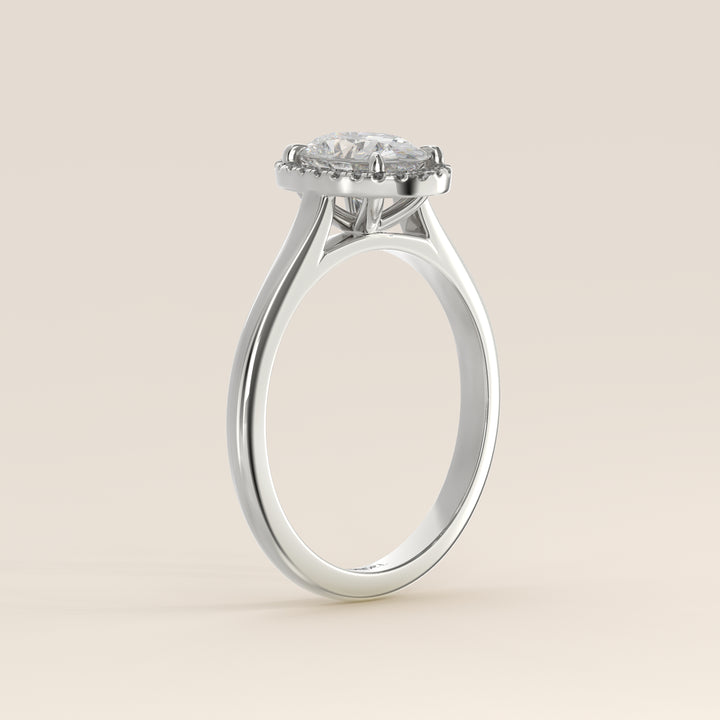 Kelsey - Oval Halo Lab Grown Diamond Ring with Cathedral and High Setting