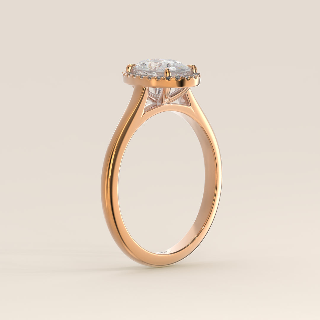 Kelsey - Oval Halo Lab Grown Diamond Ring with Cathedral and High Setting