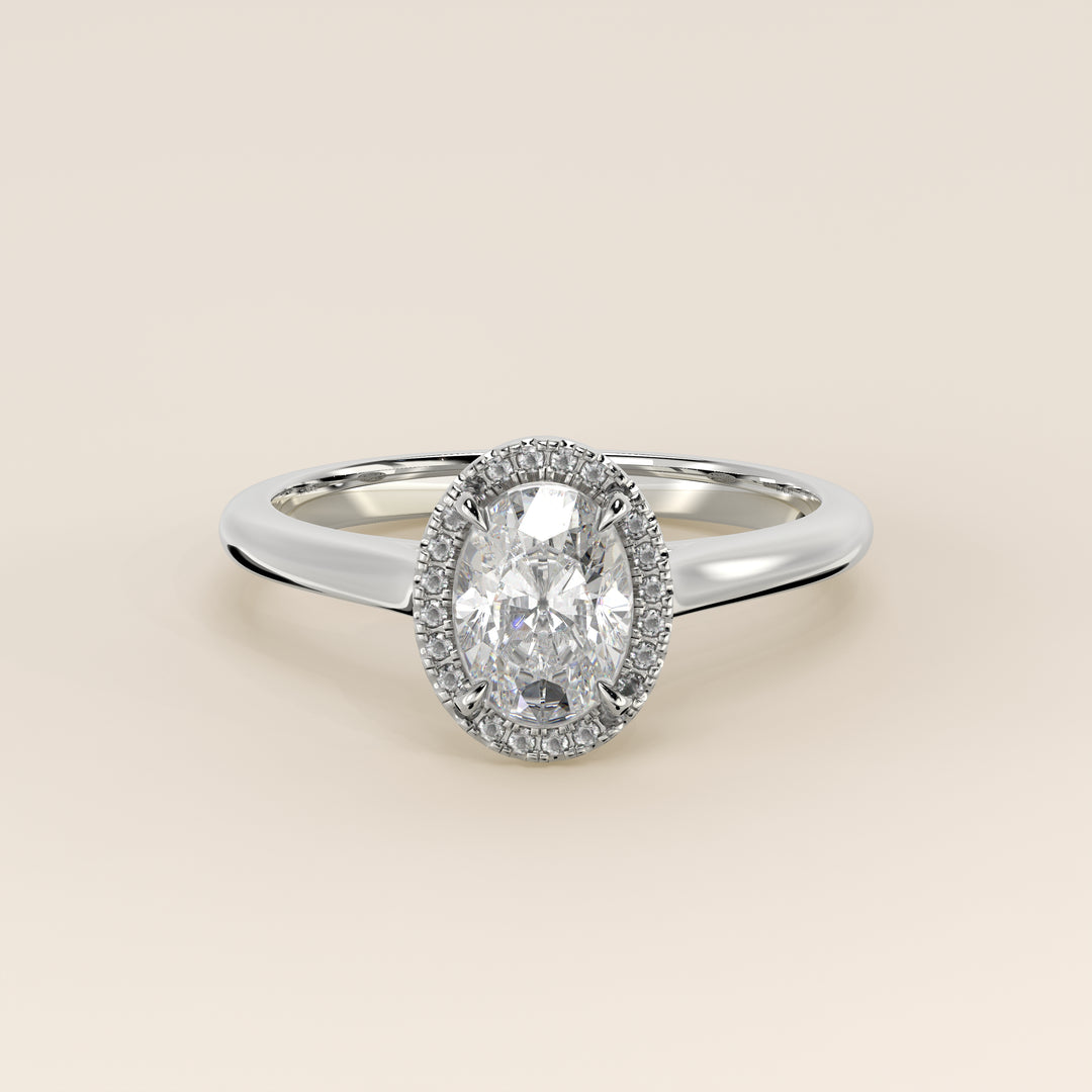 Kelsey - Oval Halo Lab Grown Diamond Ring with Cathedral and High Setting