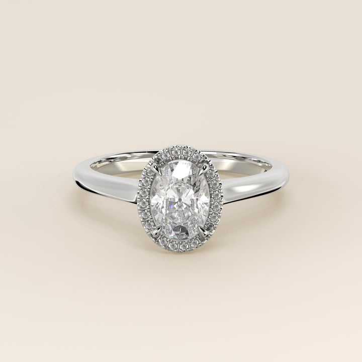 Kelsey - Oval Halo Lab Grown Diamond Ring with Cathedral and High Setting