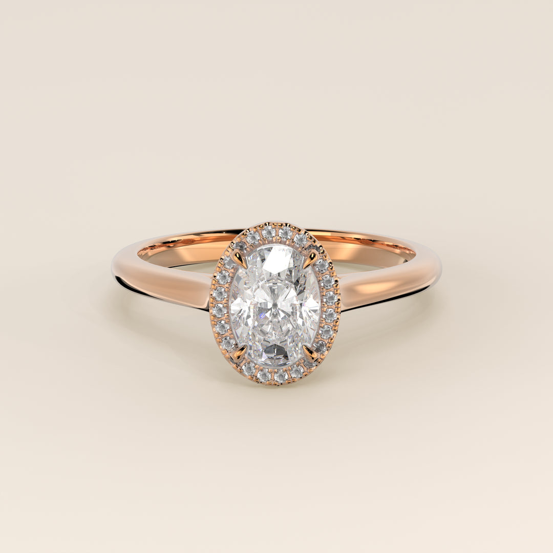 Kelsey - Oval Halo Lab Grown Diamond Ring with Cathedral and High Setting