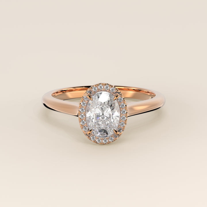 Kelsey - Oval Halo Lab Grown Diamond Ring with Cathedral and High Setting
