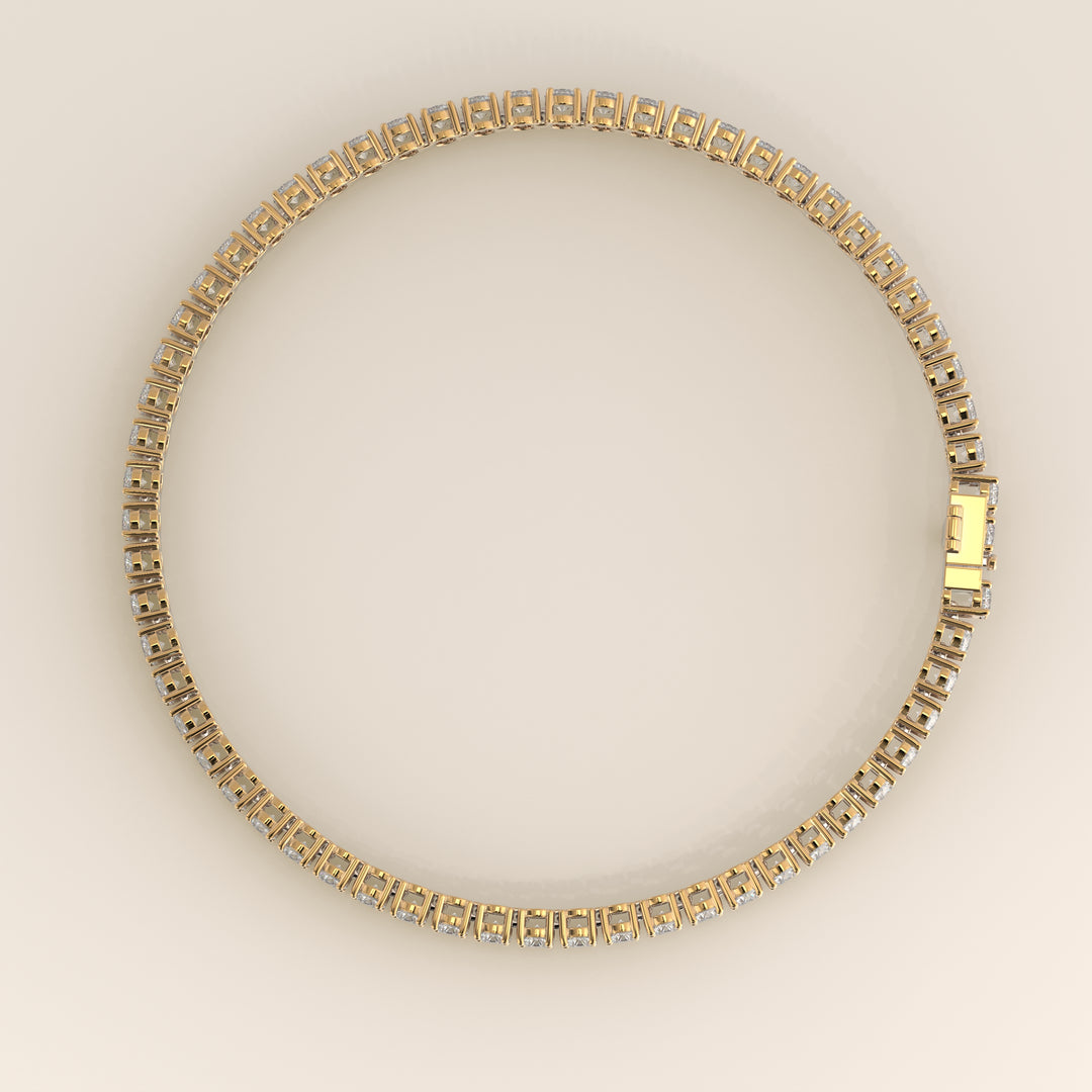 Chris – Auf Lager – Klassisches Tennisarmband mit im Labor gezüchteten Diamanten – 18 Karat Gelbgold