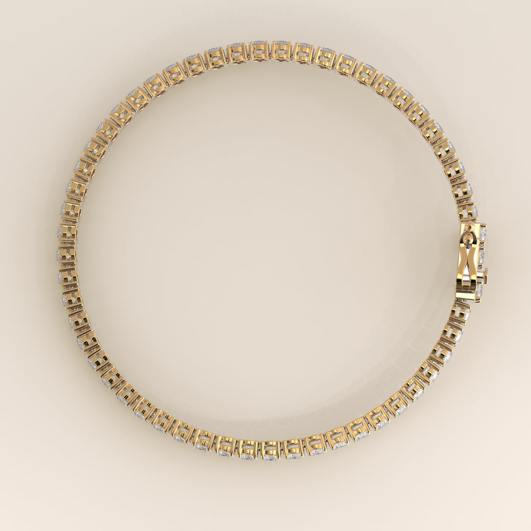 Chris – Auf Lager – Klassisches Tennisarmband mit im Labor gezüchteten Diamanten – 18 Karat Gelbgold