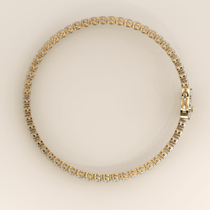 Chris – Auf Lager – Klassisches Tennisarmband mit im Labor gezüchteten Diamanten – 18 Karat Gelbgold