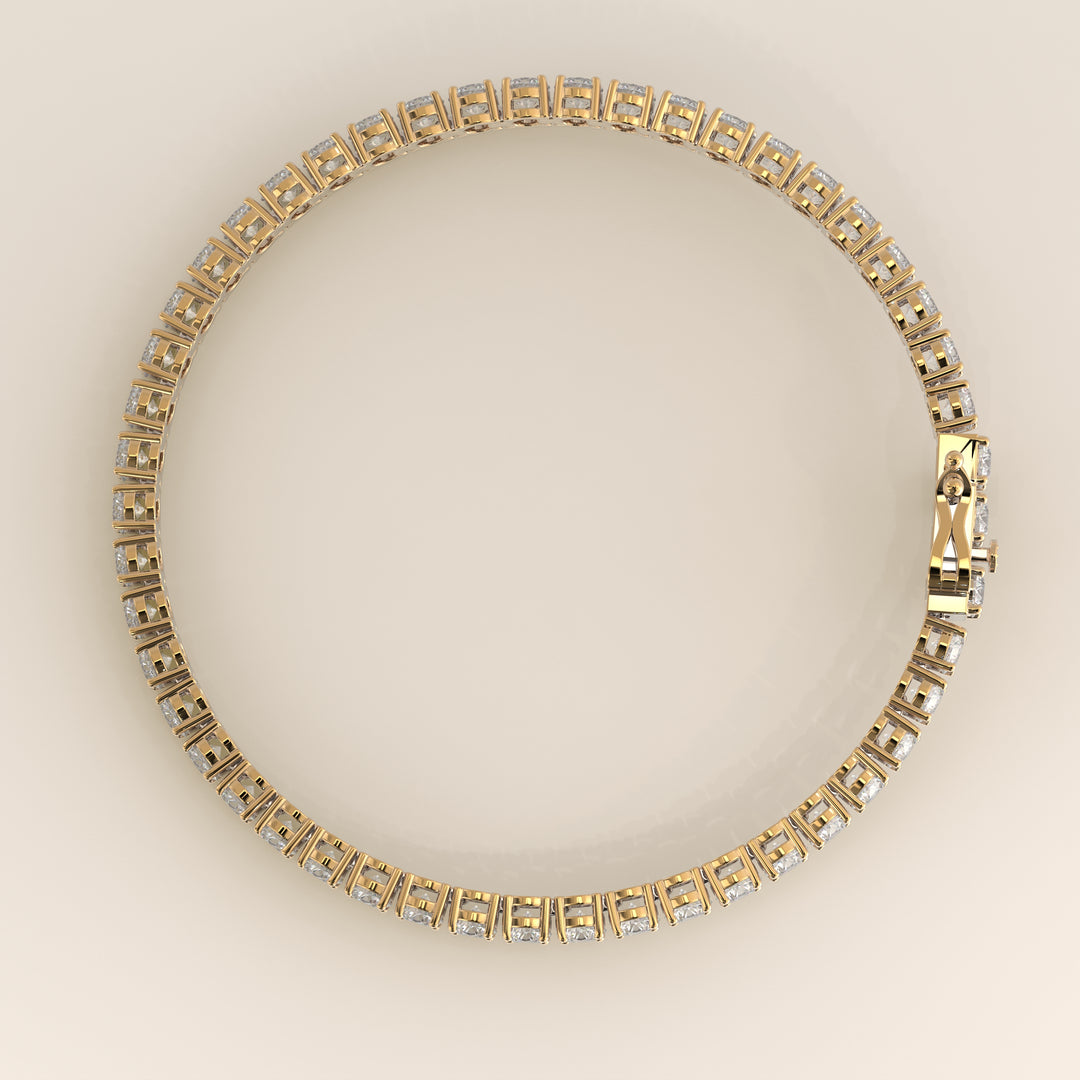 Chris – Auf Lager – Klassisches Tennisarmband mit im Labor gezüchteten Diamanten – 18 Karat Gelbgold