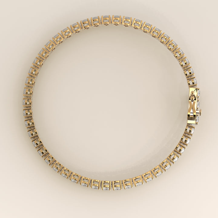 Chris – Auf Lager – Klassisches Tennisarmband mit im Labor gezüchteten Diamanten – 18 Karat Gelbgold