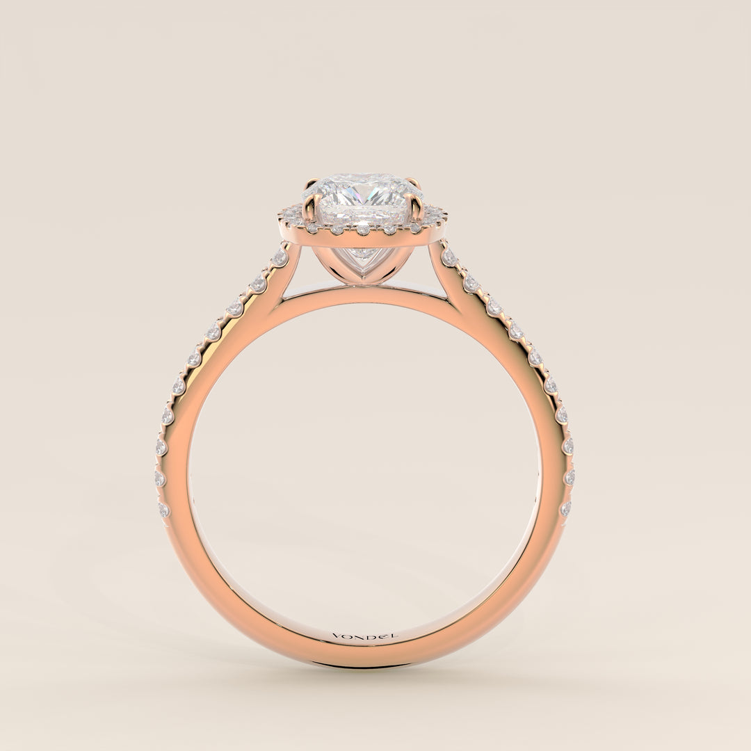 Bague Rosie - Diamants de laboratoire sertis halo coussin et anneau pavé