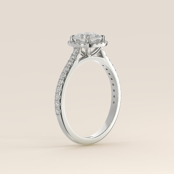 Bague Rosie - Diamants de laboratoire sertis halo coussin et anneau pavé