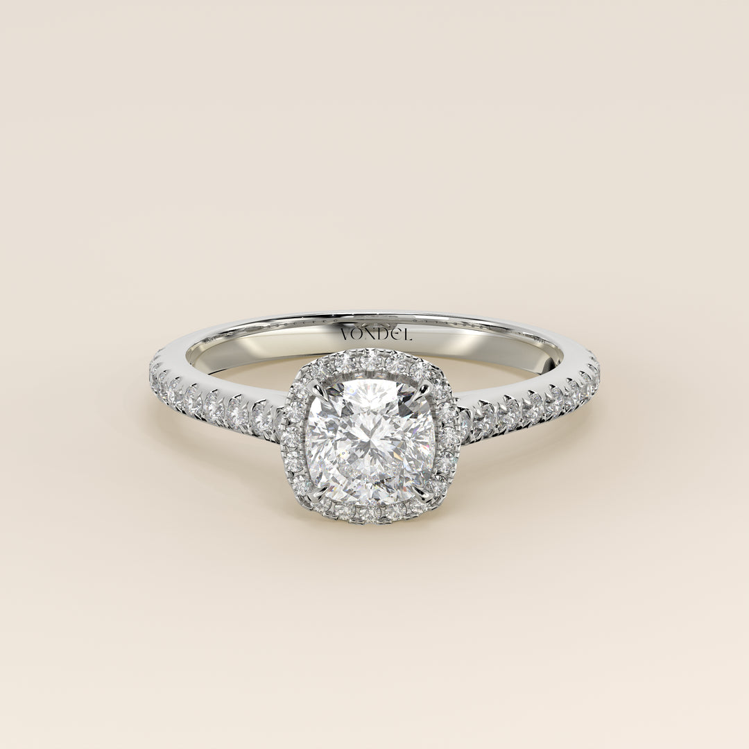 Bague Rosie - Diamants de laboratoire sertis halo coussin et anneau pavé