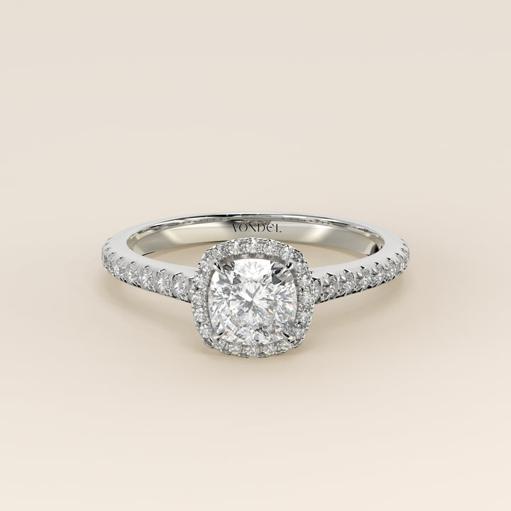 Bague Rosie - Diamants de laboratoire sertis halo coussin et anneau pavé