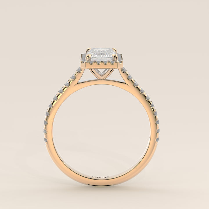 Rosie – Ovaler Halo-Ring mit im Labor gezüchtetem Diamanten und Pavé-Fassung