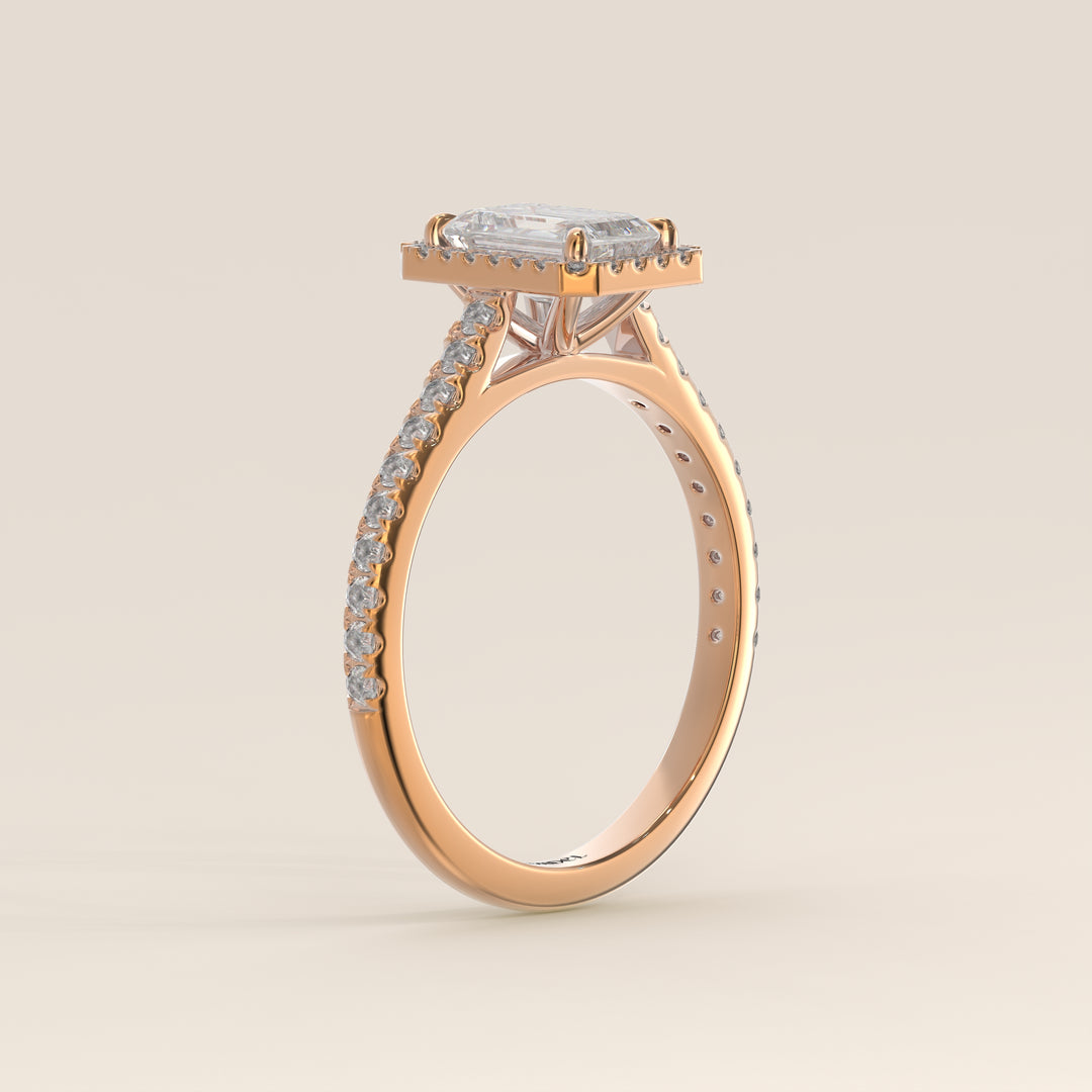 Rosie – Ovaler Halo-Ring mit im Labor gezüchtetem Diamanten und Pavé-Fassung