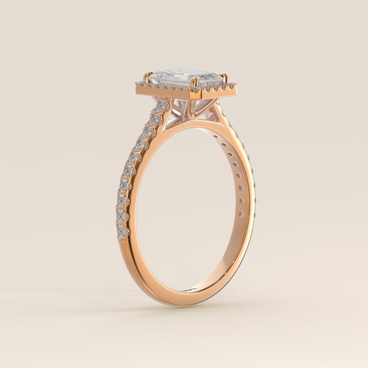 Rosie – Ovaler Halo-Ring mit im Labor gezüchtetem Diamanten und Pavé-Fassung