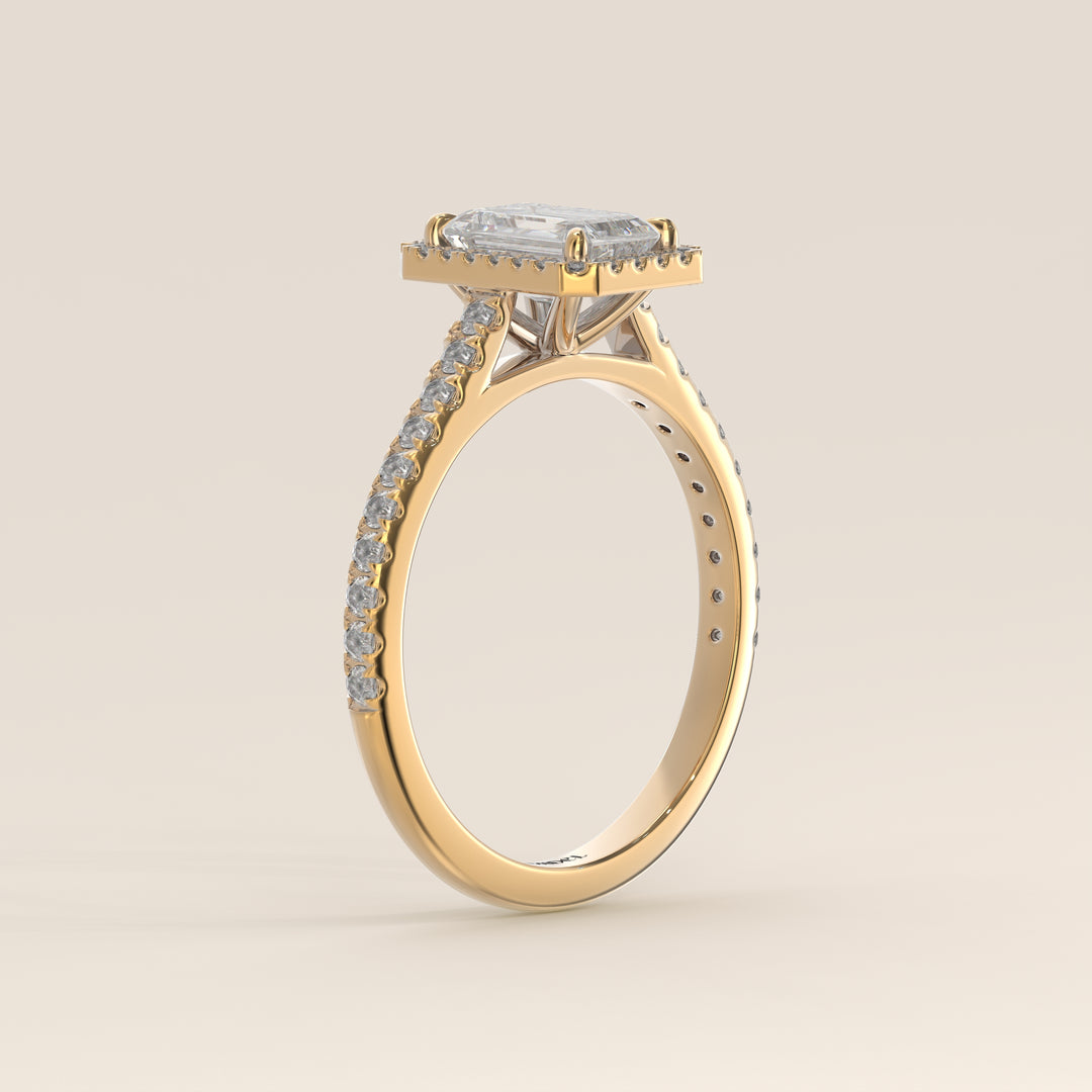 Rosie – Ovaler Halo-Ring mit im Labor gezüchtetem Diamanten und Pavé-Fassung