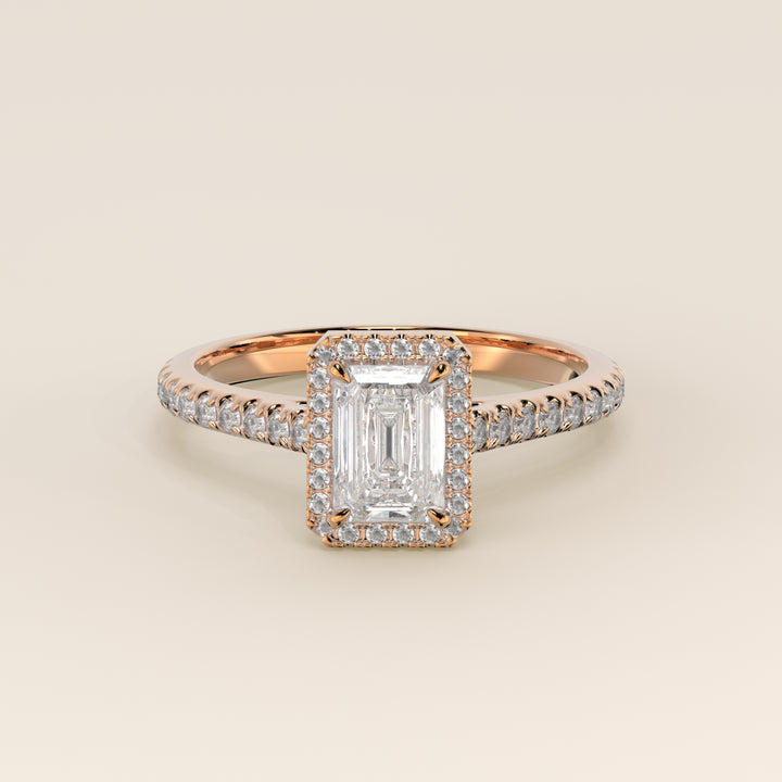 Rosie – Ovaler Halo-Ring mit im Labor gezüchtetem Diamanten und Pavé-Fassung