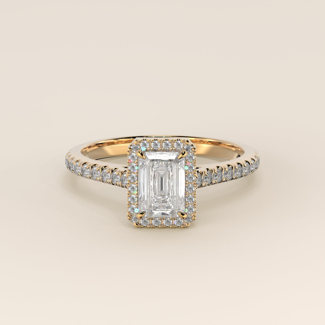 Rosie – Ovaler Halo-Ring mit im Labor gezüchtetem Diamanten und Pavé-Fassung