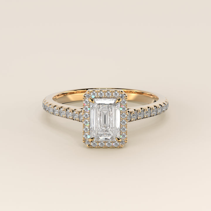 Rosie – Ovaler Halo-Ring mit im Labor gezüchtetem Diamanten und Pavé-Fassung