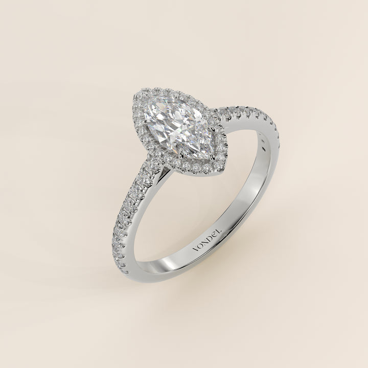 Rosie - Marquise Halo Lab Grown Diamond Ring with Pave Band