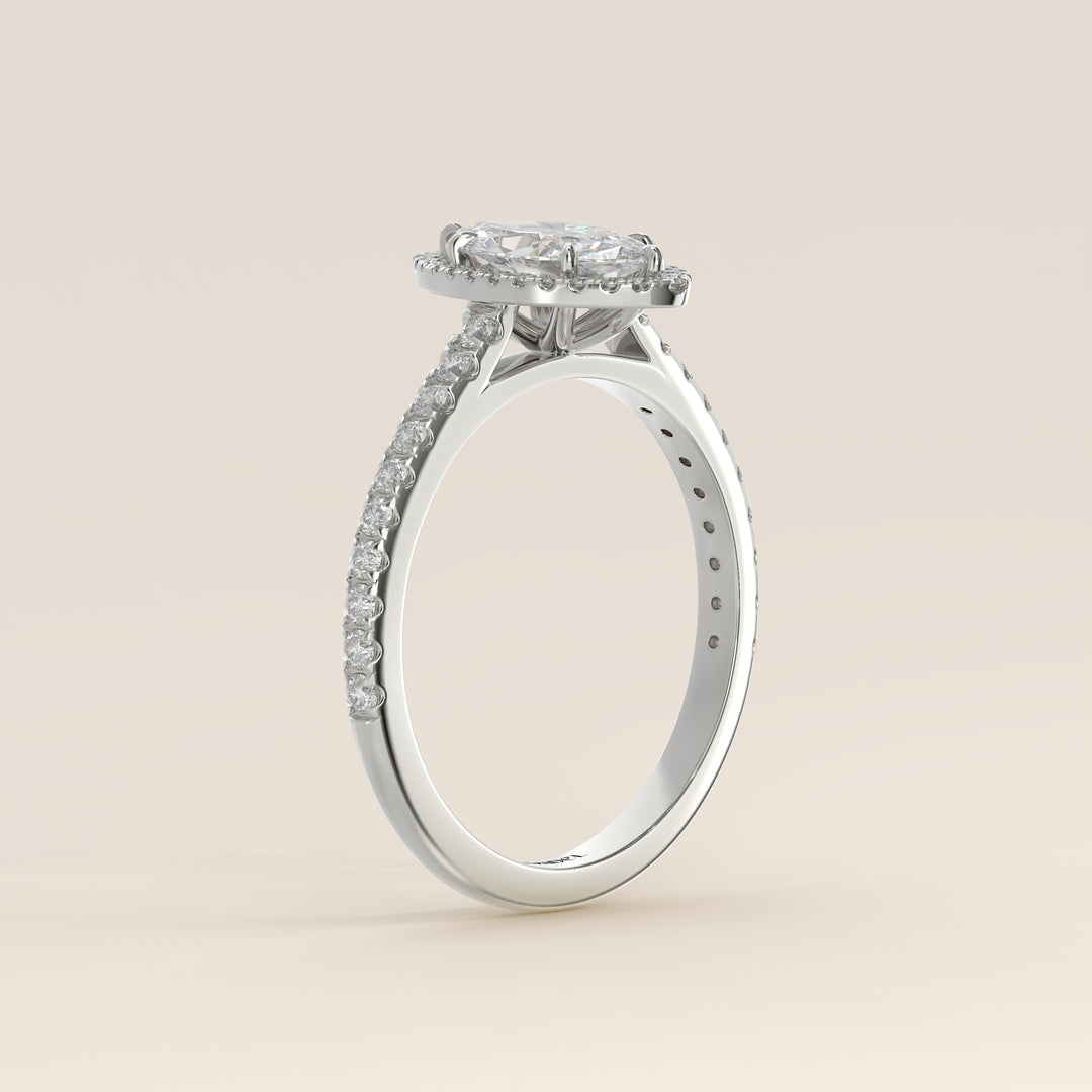 Rosie - Marquise Halo Lab Grown Diamond Ring with Pave Band