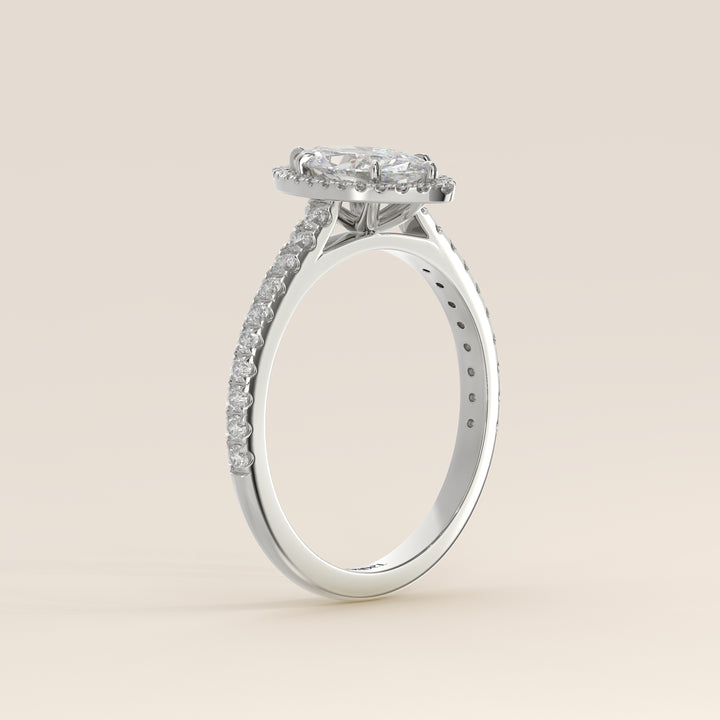 Rosie - Marquise Halo Lab Grown Diamond Ring with Pave Band