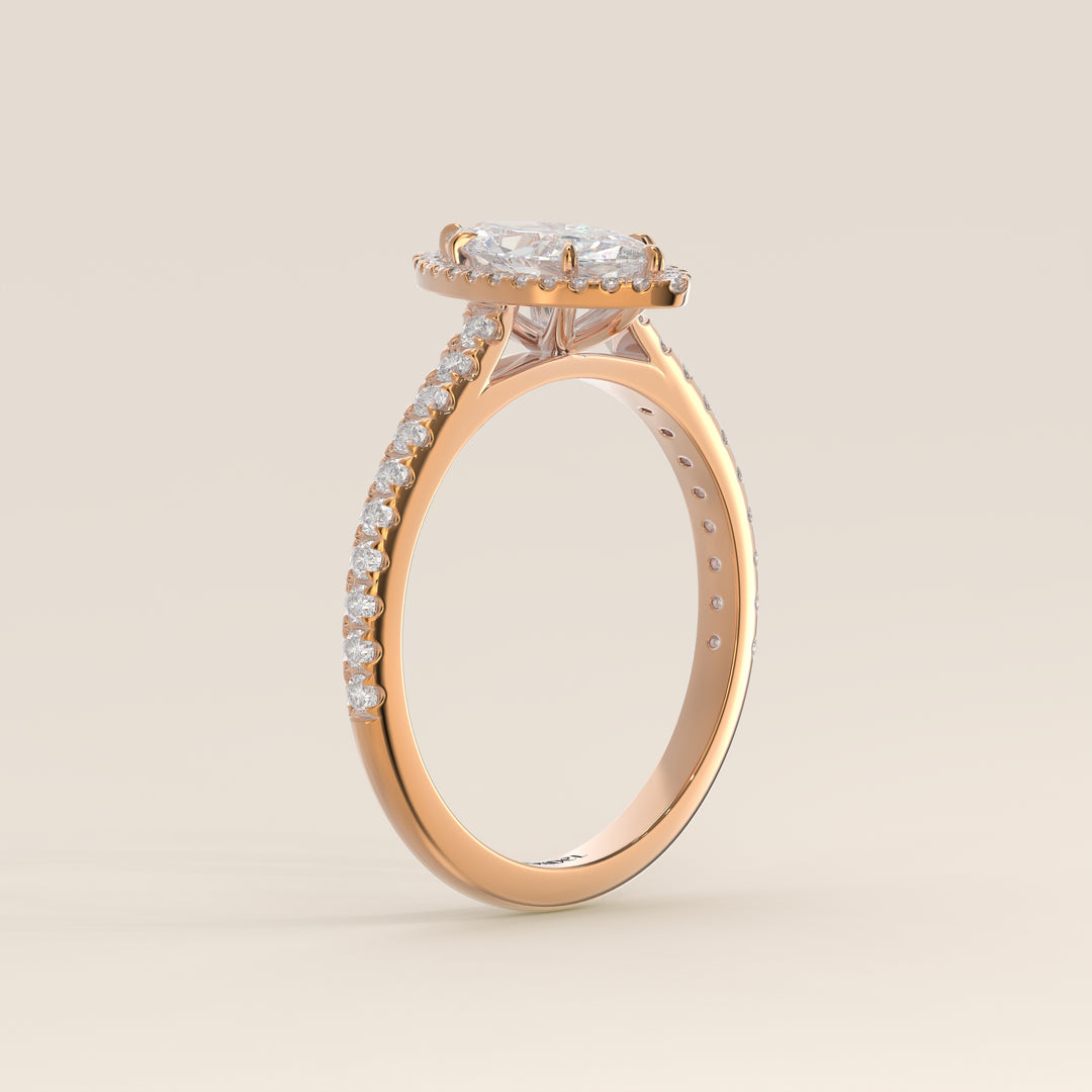 Rosie - Marquise Halo Lab Grown Diamond Ring with Pave Band
