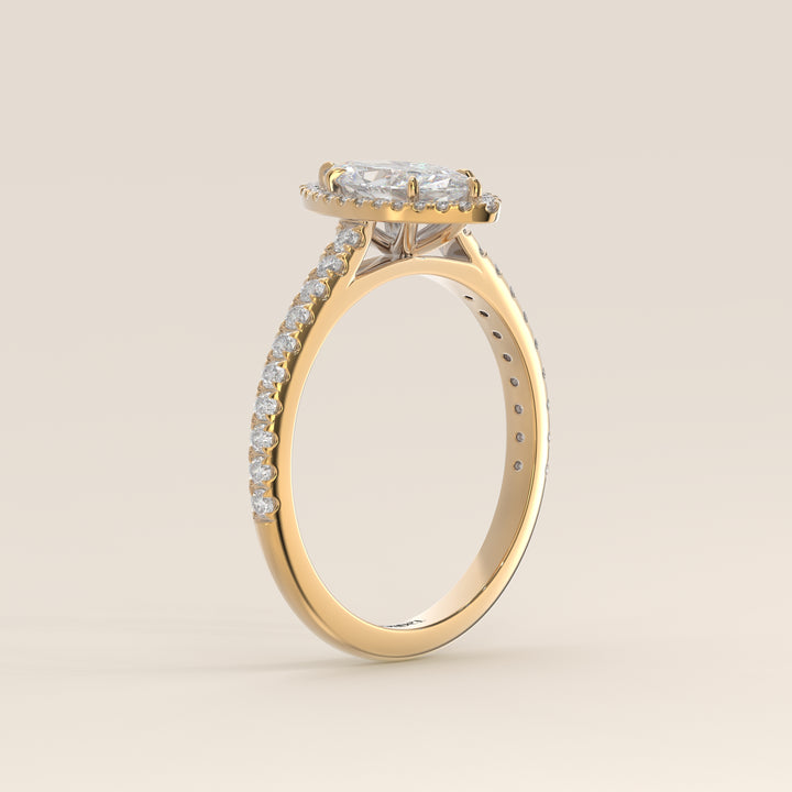 Rosie - Marquise Halo Lab Grown Diamond Ring with Pave Band