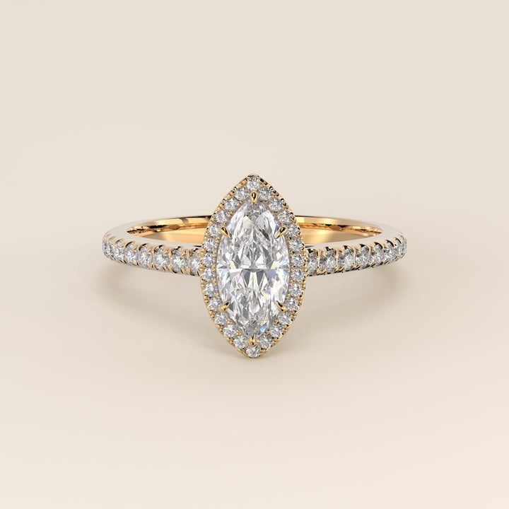 Rosie - Marquise Halo Lab Grown Diamond Ring with Pave Band