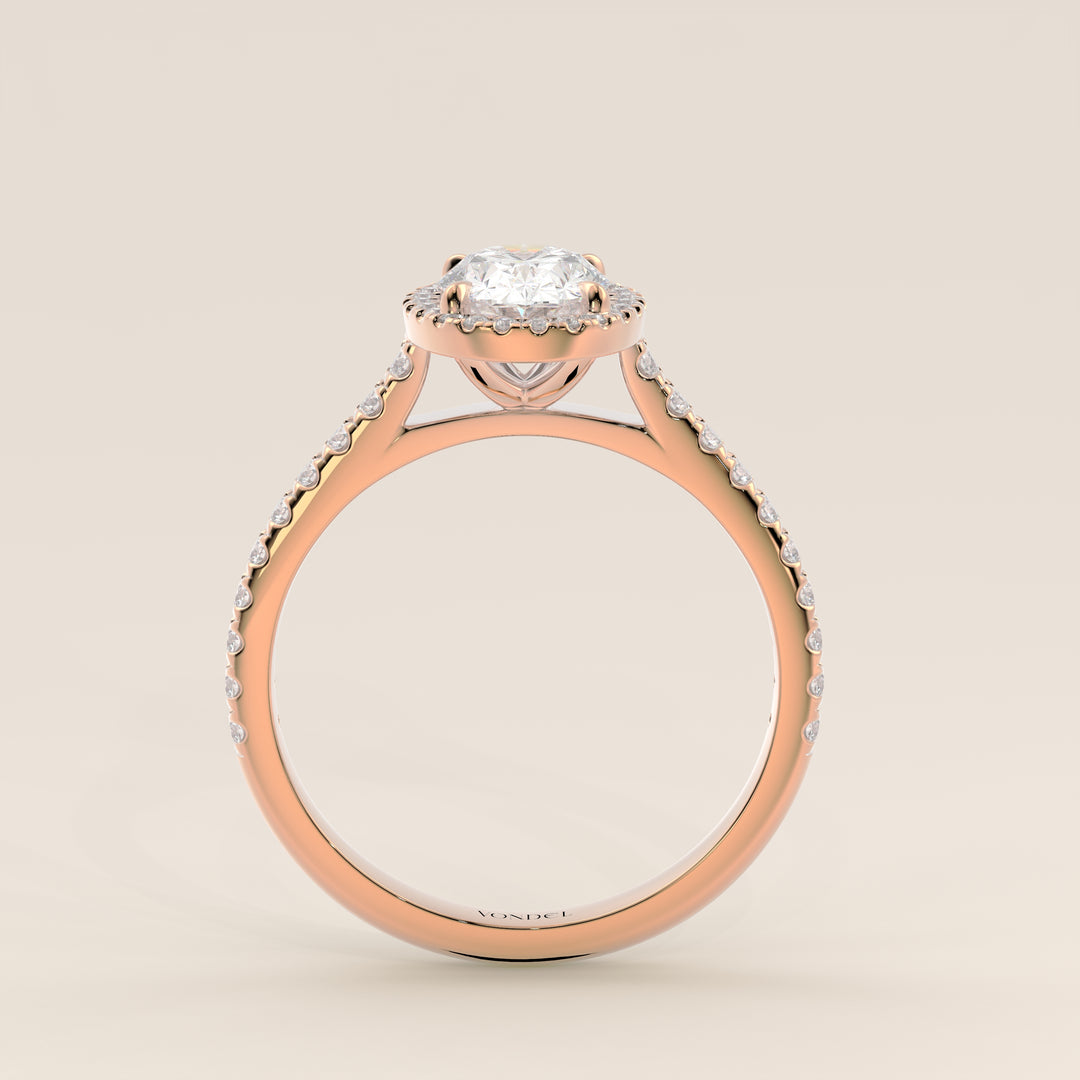 Rosie - Oval Halo Lab Grown Diamond Ring with Pave Band